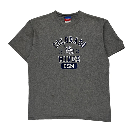 Colorado Mines Champion College T-Shirt - Large Grey Cotton