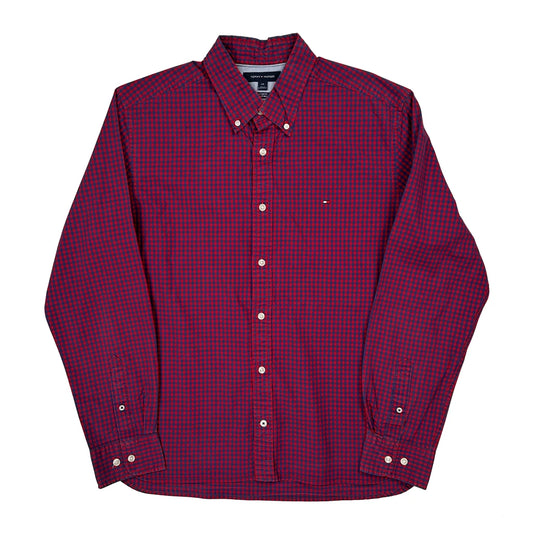 Tommy Hilfiger Checked Shirt - Large Red Cotton