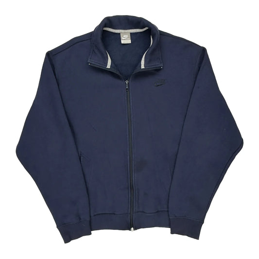 Nike Track Jacket - Large Navy Cotton Blend