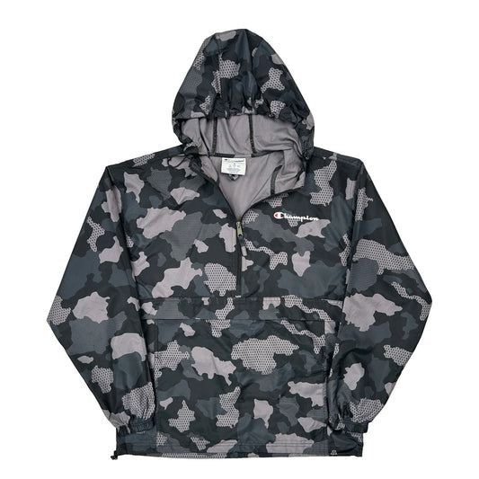 Vintage Champion Camo Windbreaker - Medium Grey Polyester