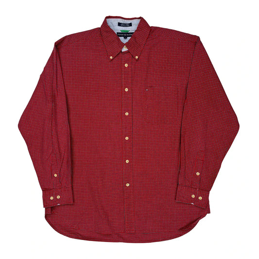 Tommy Hilfiger Checked Shirt - Large Red Cotton