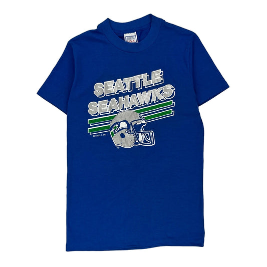 Seattle Seahawks Made In USA Single Stitch T-Shirt - Medium Blue Cotton Blend