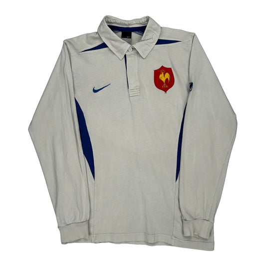 France Rugby Nike Rugby Shirt - Medium Blue Cotton