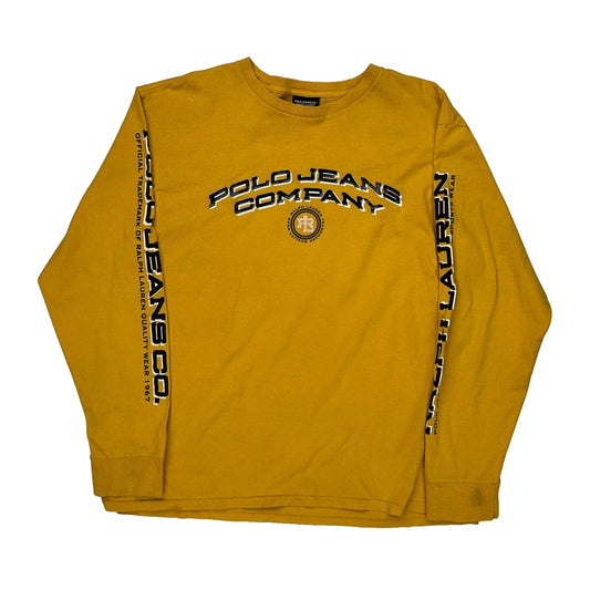 Ralph Lauren Spellout Long Sleeve T-Shirt - XL Yellow Cotton