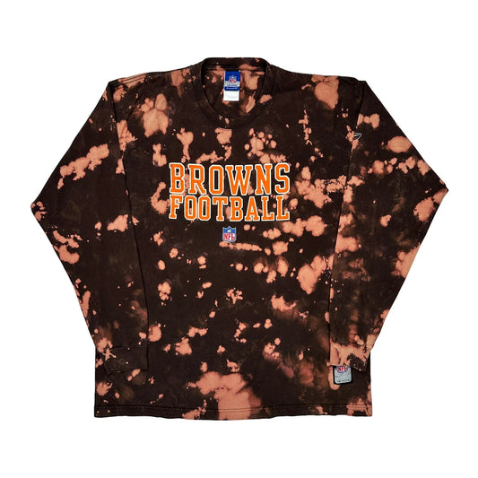 Browns Football Reebok Nfl Long Sleeve T-Shirt - Large Brown Cotton