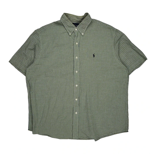 Ralph Lauren Checked Short Sleeve Shirt - XL Green Cotton