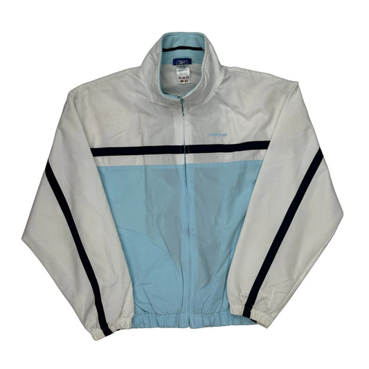 Reebok Striped Track Jacket - Large Blue Nylon