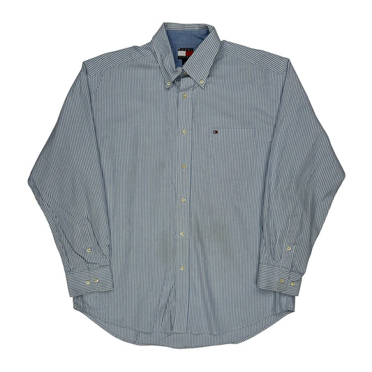 Vintage Tommy Hilfiger Striped Shirt - Large Blue Cotton