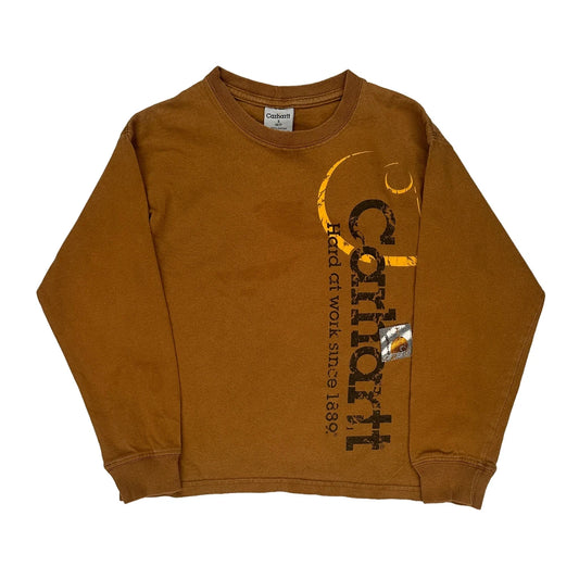 Age 6-7 Carhartt Graphic Long Sleeve T-Shirt - Small Brown Cotton