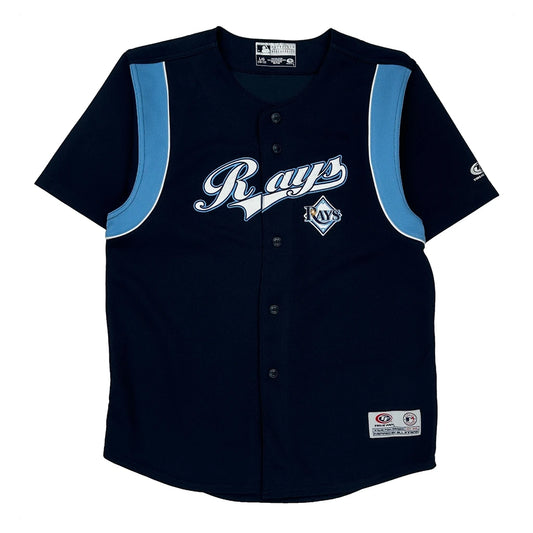 Vintage Age 10-12 Majestic Rays Jersey - Large Navy Polyester