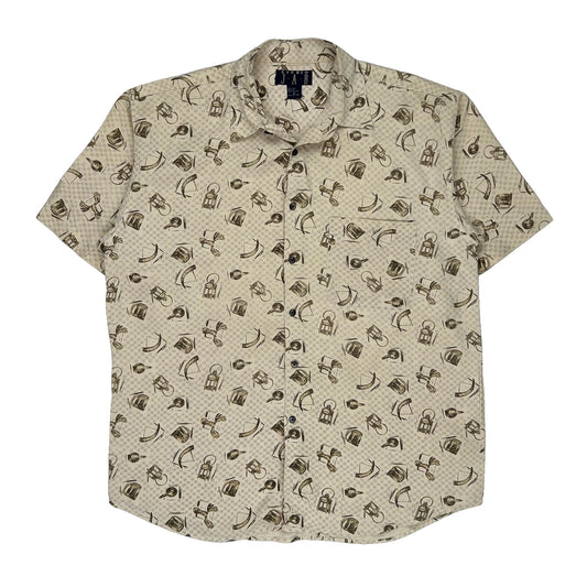 Studio Jab Patterned Shirt - XL Beige Silk