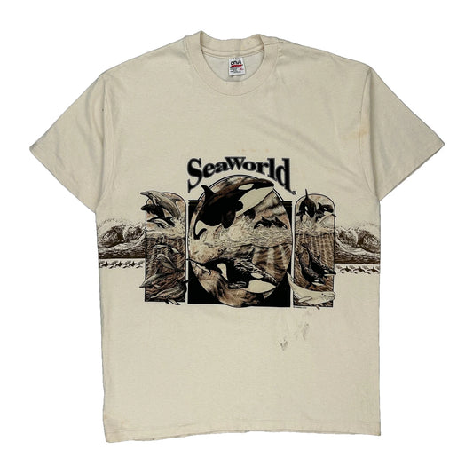Seaworld Anvil Single Stitch T-Shirt - XL Cream Cotton