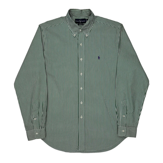 Ralph Lauren Striped Shirt - Large Green Cotton