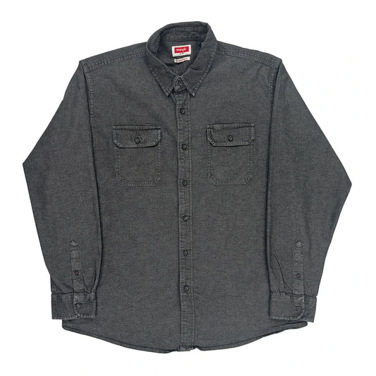 Wrangler Denim Shirt - XL Grey Cotton Blend