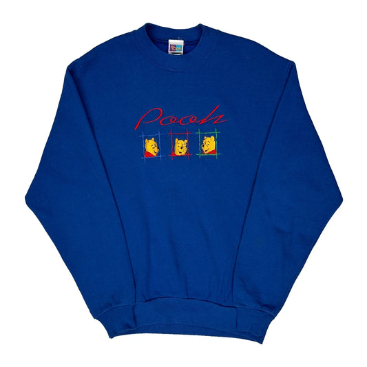Vintage Winnie The Pooh Disney Cartoon Sweatshirt - Medium Blue Cotton