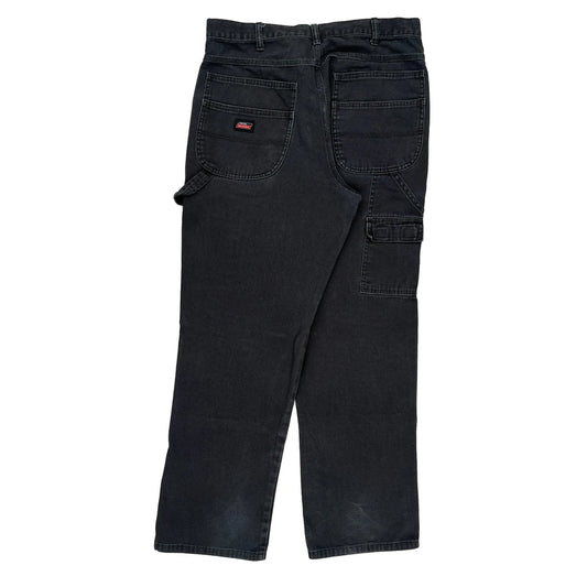 Dickies Double Knee Carpenter Trousers - 34W 30L Black Cotton