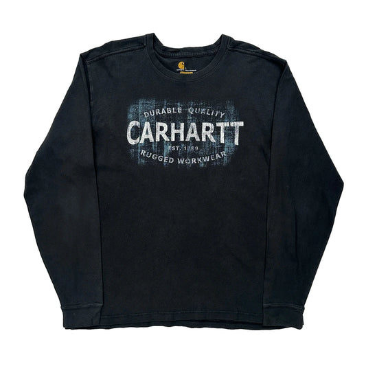 Vintage Carhartt Spellout Long Sleeve T-Shirt - Large Black Cotton