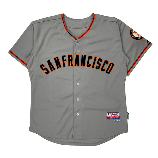 Vintage San Francisco Giants Majestic Mlb Jersey - Large Grey Polyester