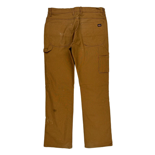 Dickies Carpenter Trousers - 34W 34L Brown Cotton Blend