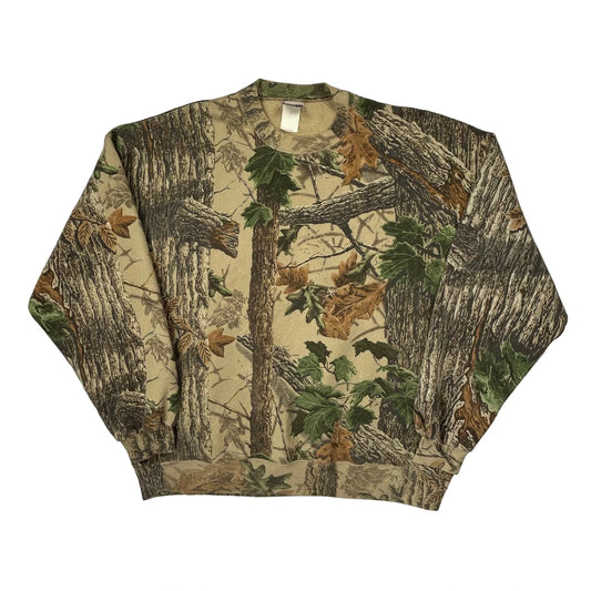 Vintage Made In USA Jerzees Camo Sweatshirt - XL Multicoloured Cotton