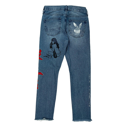 Playboy Slim Pacsun Hip Hop Jeans - 28W 30L Blue Denim