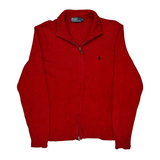 Polo By Ralph Lauren Zip Up - Large Red Cotton