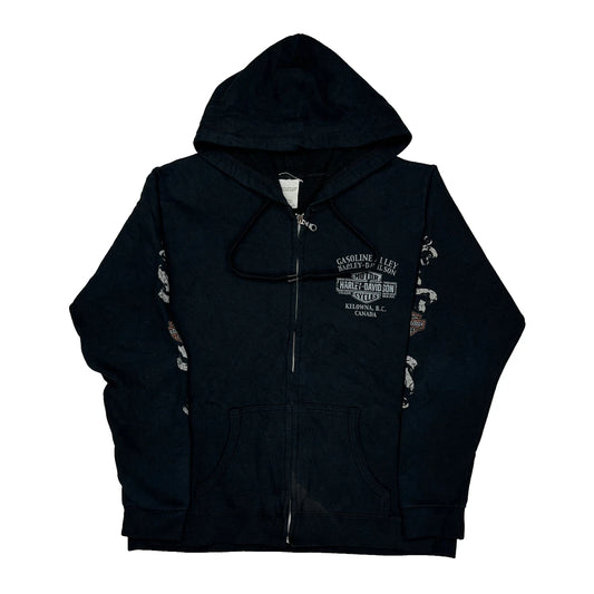 Harley Davidson Graphic Hoodie - Large Black Cotton Blend