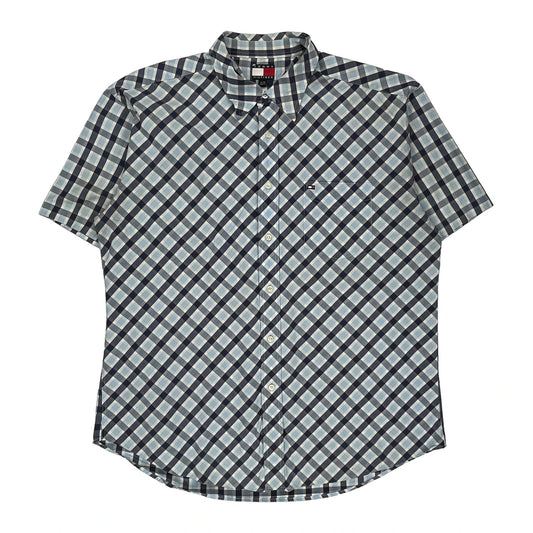 Tommy Hilfiger Checked Short Sleeve Shirt - XL Blue Cotton