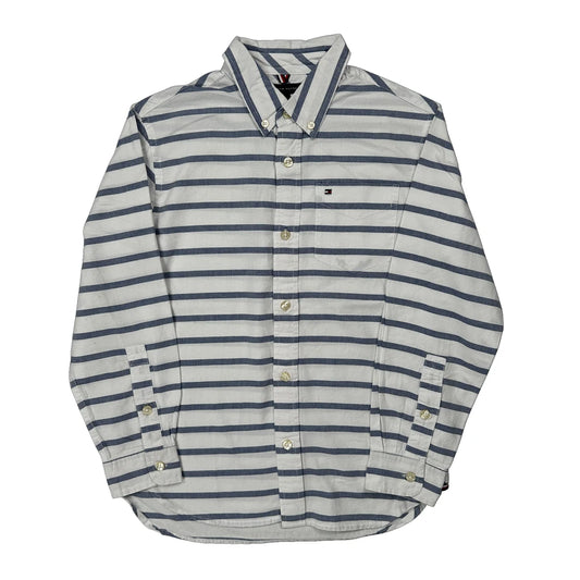 Vintage Age 8-10 Tommy Hilfiger Striped Shirt - Medium White Cotton