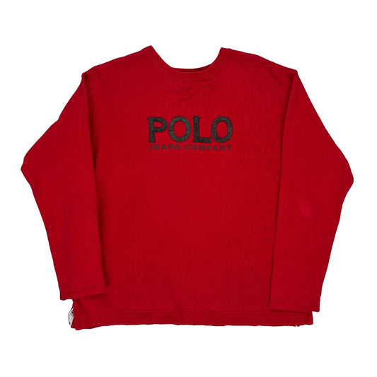 Ralph Lauren Spellout Long Sleeve T-Shirt - Medium Red Cotton