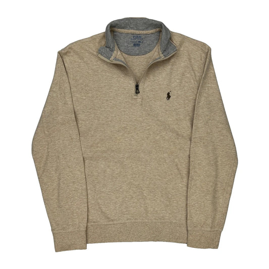 Polo By Ralph Lauren 1/4 Zip - Small Beige Cotton Blend