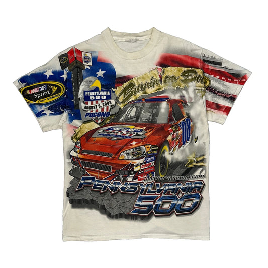 Pennsylvania 500 Nascar Nascar T-Shirt - Medium White Cotton