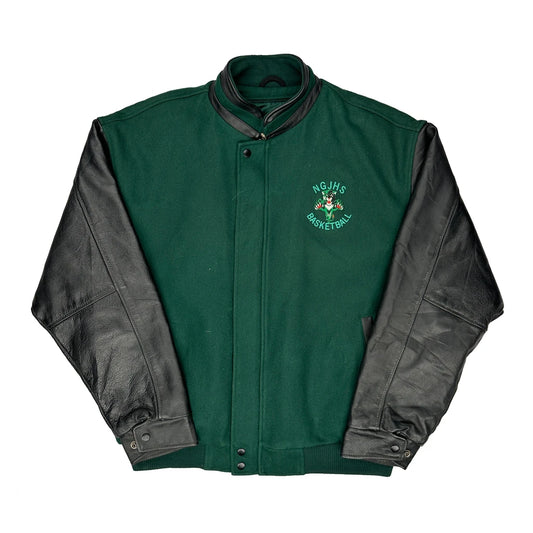 Vintage Ngjhs Basketball North End Varsity Jacket - XL Green Polyester