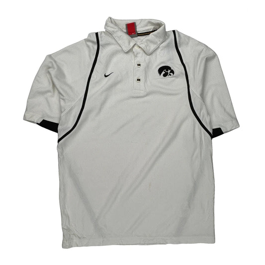 Iowa Nike College Polo Shirt - Medium White Polyester