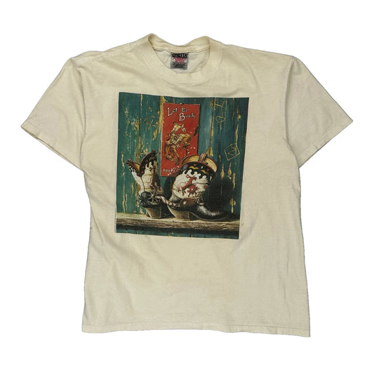 Oneita Single Stitch T-Shirt - Large Cream Cotton