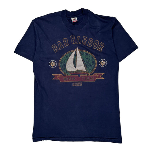 Fruit Of The Loom Graphic T-Shirt - Large Navy Cotton