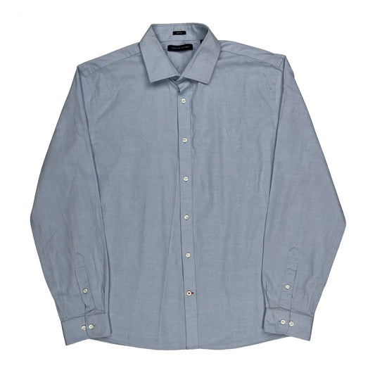 Vintage Tommy Hilfiger Slim Fit Shirt - Large Blue Cotton