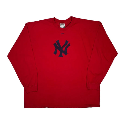 New York Yankees Nike Mlb Long Sleeve T-Shirt - 2XL Red Cotton