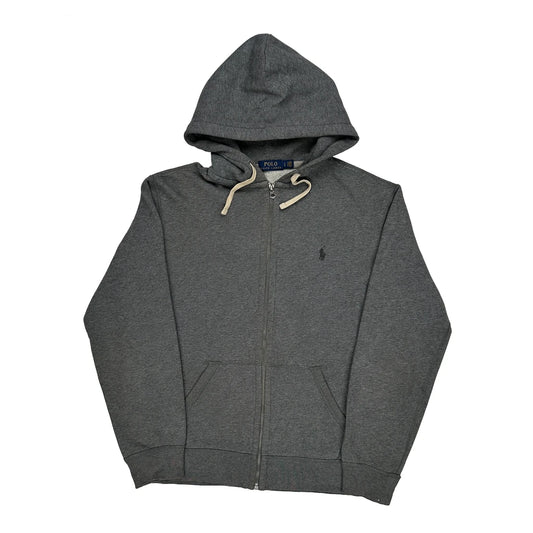 Polo By Ralph Lauren Full Zip Hoodie - Large Grey Cotton