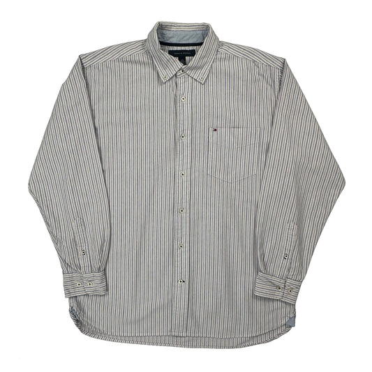 Tommy Hilfiger Striped Shirt - Large Blue Cotton
