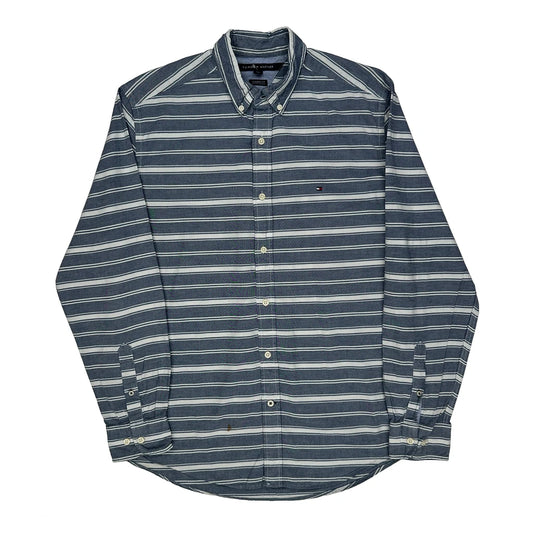 Vintage Tommy Hilfiger Striped Shirt - Large Blue Cotton