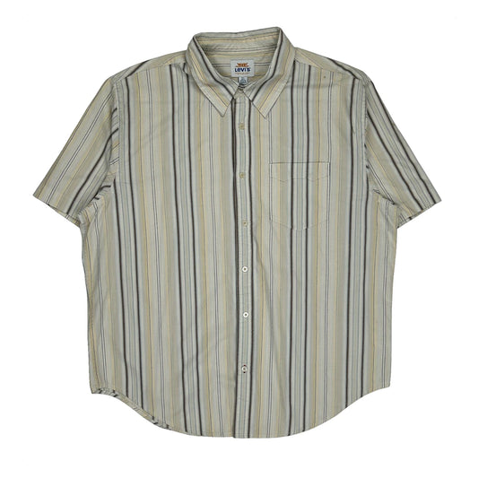 Levis Striped Short Sleeve Shirt - XL Beige Cotton
