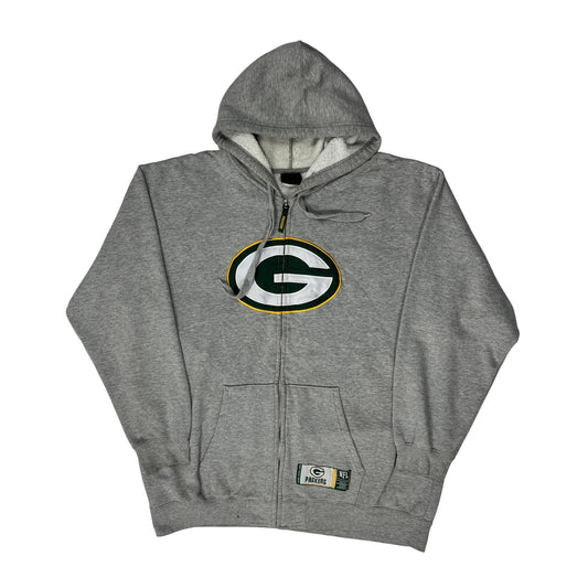 Green Bay Packers N.F.L. Team Apparel Graphic Hoodie - XL Grey Cotton Blend