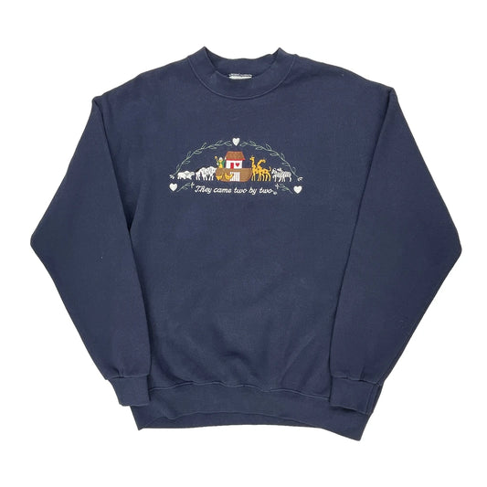 Noah'S Ark Lee Graphic Sweatshirt - Large Navy Cotton