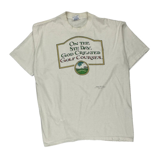 Golf Courses Shoebox Single Stitch T-Shirt - XL Cream Cotton Blend