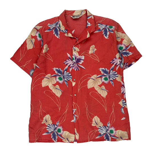 Made In USA Magnum Floral Hawaiian Shirt - Large Red Polyester Blend