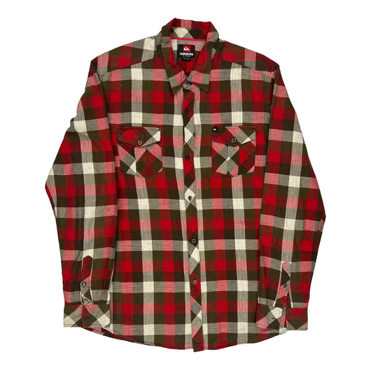 Quiksilver Checked Flannel Shirt - XL Green Cotton