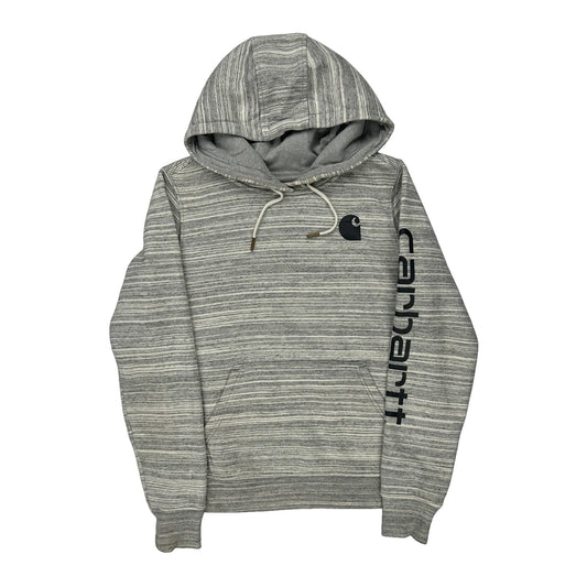 Carhartt Striped Hoodie - XS Grey Cotton Blend