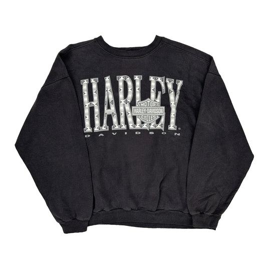 Harley Davidson Spellout Sweatshirt - XL Black Cotton