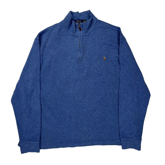 Polo By Ralph Lauren 1/4 Zip - XL Blue Cotton Blend
